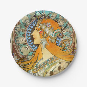 Assiettes En Carton Alphonse Mucha Art Nouveau Zodiac