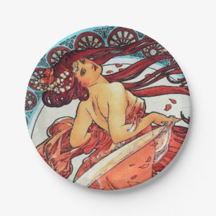 Assiettes En Carton Alphonse Mucha Danse Vintage Art Nouveau peinture