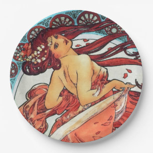 Assiettes En Carton Alphonse Mucha Danse Vintage Art Nouveau peinture