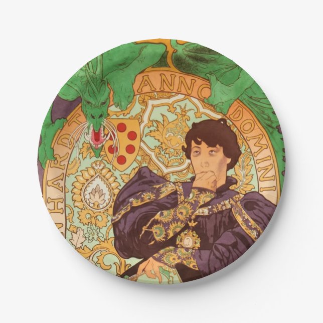 Assiettes En Carton Alphonse Mucha Prince et Dragon (Devant)