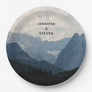 Assiettes En Carton Alpine Mountains Nature Photo Mariage campagnard P