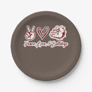 Assiettes En Carton Amateurs de Bulldog Bulldog Peace Love Bulldog P