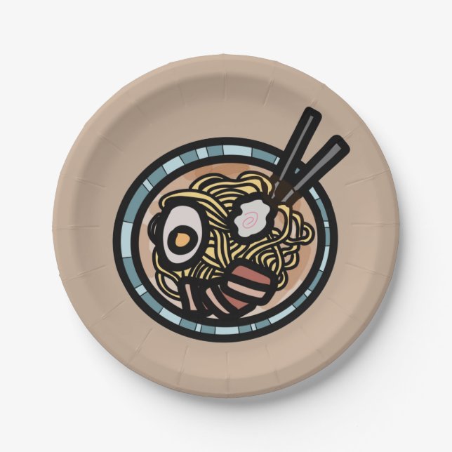 Assiettes En Carton Amateurs de ramen japonais mignon (Devant)