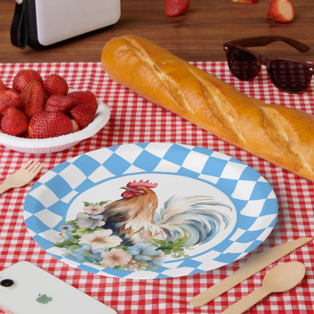 Assiettes En Carton Amateurs de Rooster du Pays Cute (Pique-nique)