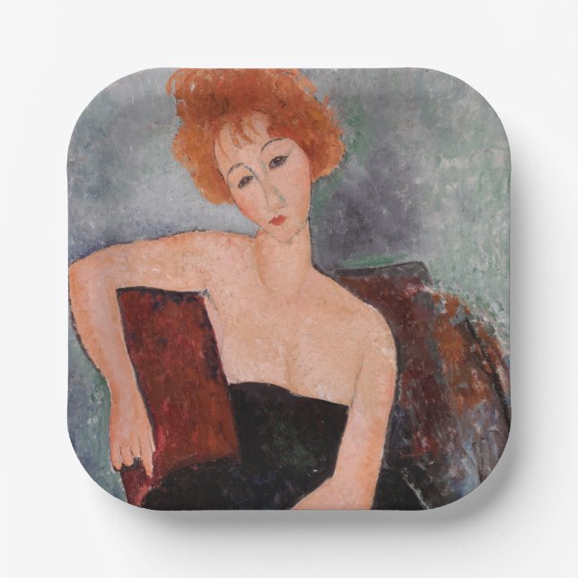 Assiettes En Carton Amedeo Modigliani - Robe de soirée pour filles rou (Recto)