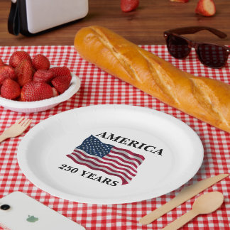 Assiettes En Carton America 250 Years Flag