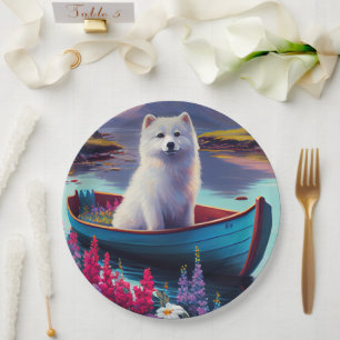 Assiettes En Carton American Eskimo Dog on Paddle : Une aventure Pitto