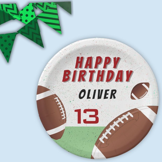 Assiettes En Carton American Football Ball Bonne fête d'anniversaire (Créateur téléchargé)