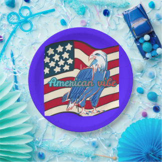 Assiettes En Carton American vibe blue