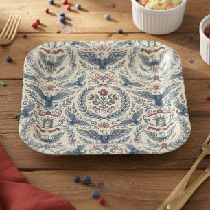 Assiettes En Carton Américana Eagles Stars & Stripes Bordure ID1298
