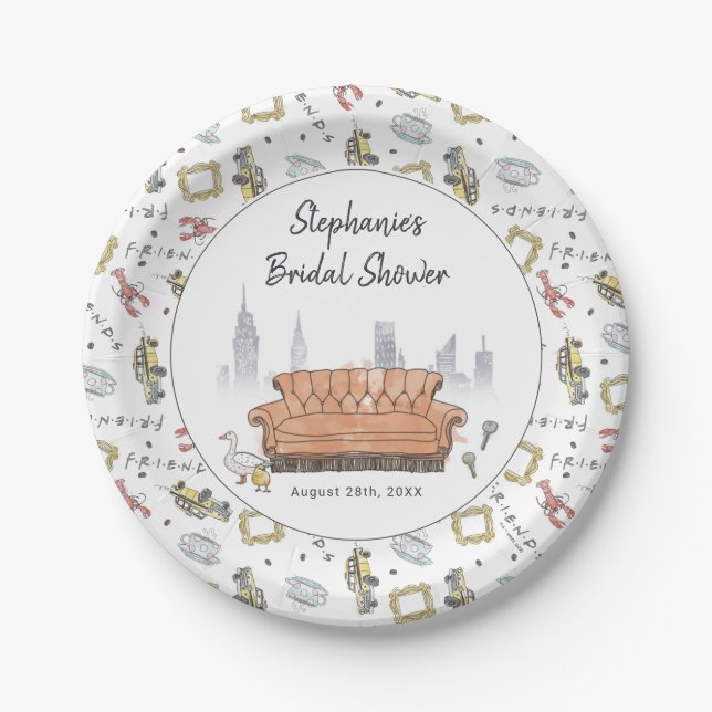 Assiettes En Carton AMIS™ | Fête des mariées d'aquarelle Perk Central (Devant)