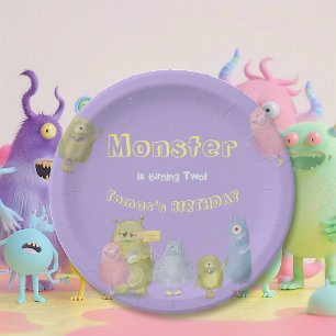 Assiettes En Carton Amis Funny Monstres anniversaire