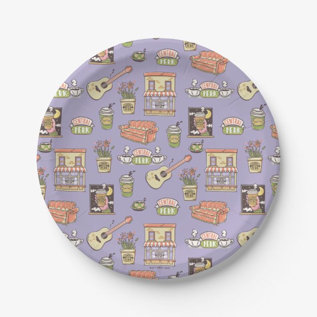 Assiettes En Carton AMIS™ | Motif d'icône violet (Devant)