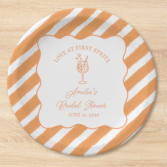 Assiettes En Carton Amour au premier Spritz Enterrement de vie de jeun (Créateur téléchargé)