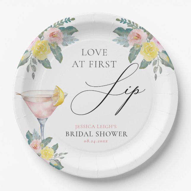 Assiettes En Carton Amour au premier verre Cocktail lumineux Enterreme (Devant)