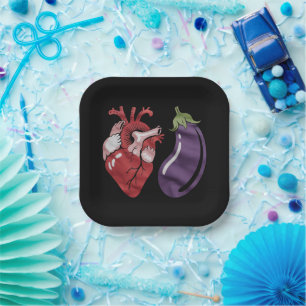 Assiettes En Carton Amour Aubergine Drôle Fierté Gay Humour LGBTQ Blag