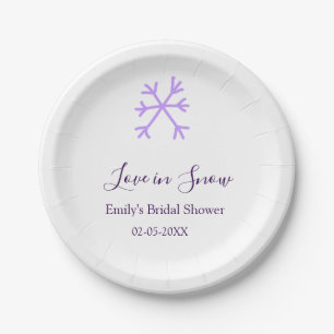 Assiettes En Carton Amour dans la neige douche de mariée flocons de ne