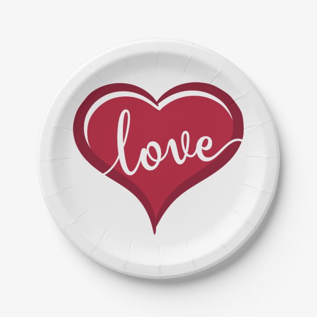 Assiettes En Carton amour dans les valentines cardiaques (Devant)