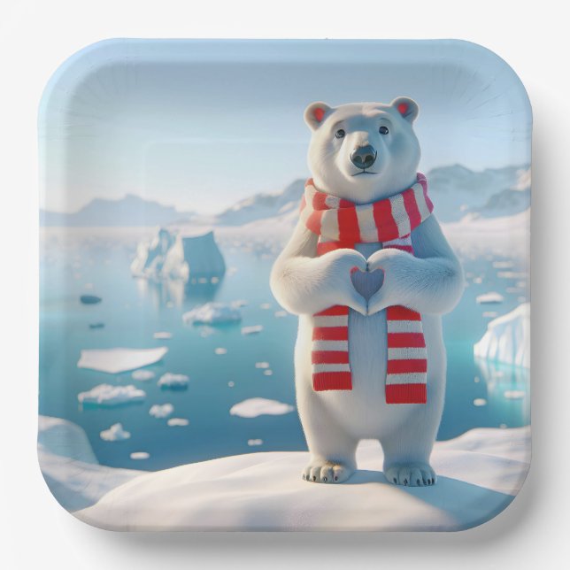 Assiettes En Carton Amour de l'ours polaire (Recto)