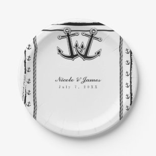 Assiettes En Carton Amour Nautique Ancres Mariage Plage Enterrement de