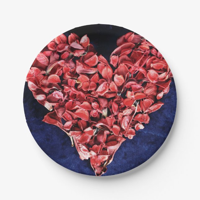 Assiettes En Carton Amour romantique Rose Petal Red Heart (Devant)