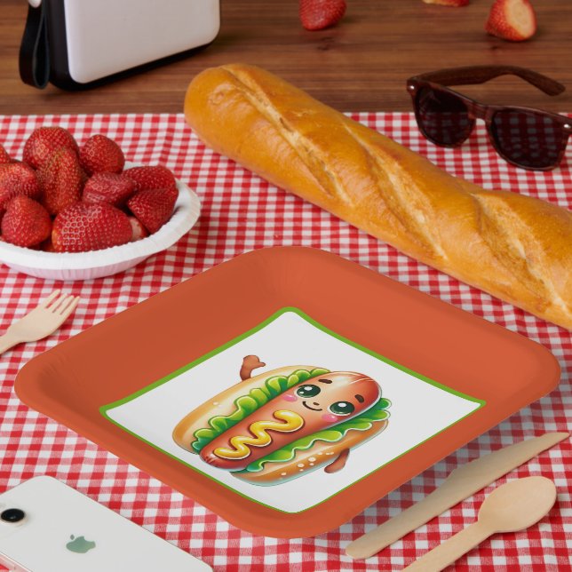 Assiettes En Carton Amoureux de hotdog festif plaques de papier (Pique-nique)