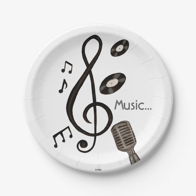 Assiettes En Carton Amoureux de la musique (Devant)