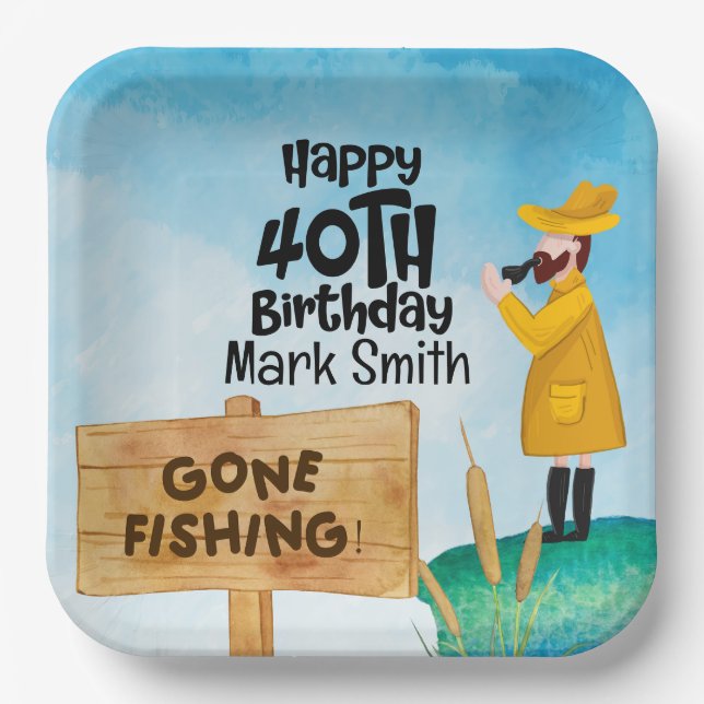 Assiettes En Carton Amoureux de la pêche 40e anniversaire (Recto)