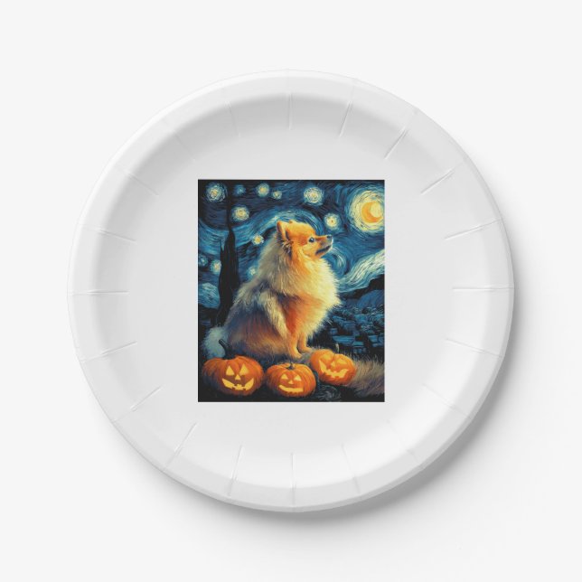 Assiettes En Carton Amoureux de les chiens de Poméranie Peinture de va (Devant)