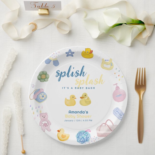 Assiettes En Carton Amusant éclaboussure Splash Canard en Caoutchouc D (Mariage)