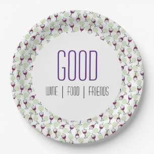 Assiettes En Carton Amusant Rouge Vin Bulles d'illustration Motif