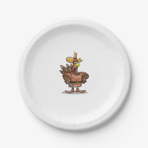 Assiettes En Carton Amusant Thanksgiving Turquie Cowboy