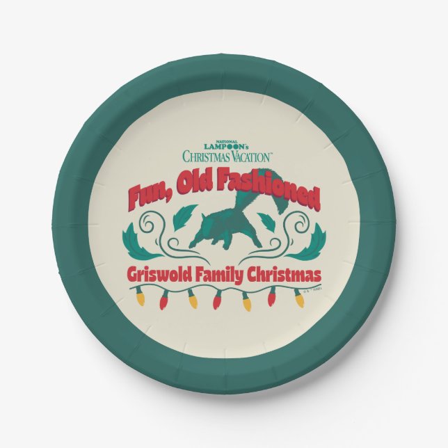 Assiettes En Carton Amusant, vieux style Griswold Noël de famille (Devant)