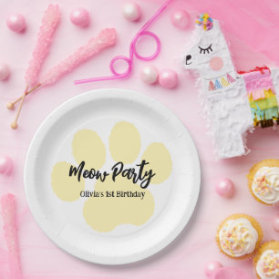 Assiettes En Carton Amusante fête d'anniversaire du chat mâle