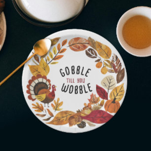 Assiettes En Carton Amusante Gobble Till You Wobble Action de grâce aq