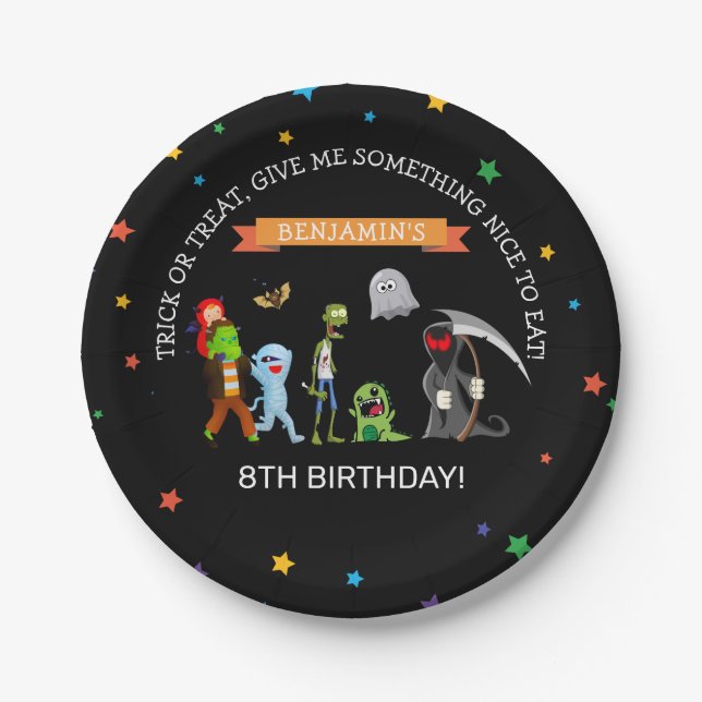 Assiettes En Carton Amusants Costume d'Halloween Enfants Anniversaire  (Devant)