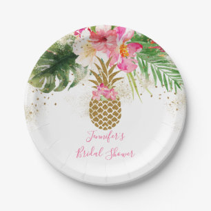 Assiettes En Carton Ananas Fête des mariées florale tropicale