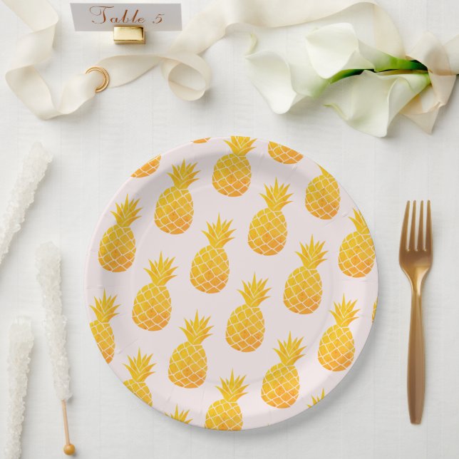 Assiettes En Carton Ananas tropical (Mariage)