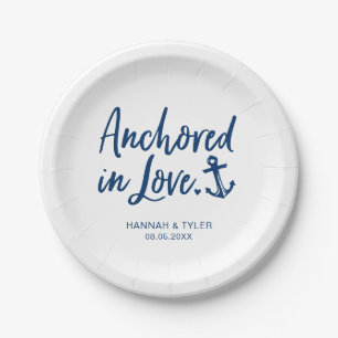 Assiettes En Carton Ancré Dans Love Beach Mariage Nautique