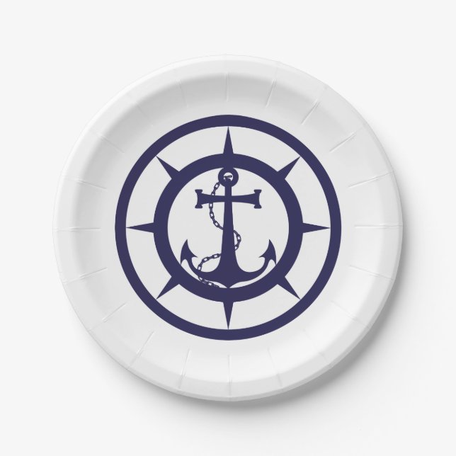 Assiettes En Carton Ancre nautique (Devant)