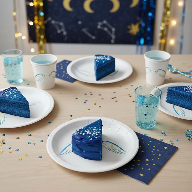 Assiettes En Carton Ange céleste avec étoiles étincelantes (Créateur téléchargé)