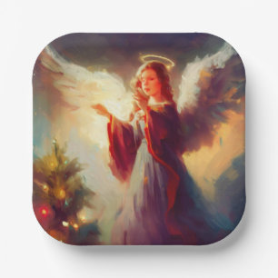 Assiettes En Carton Ange de Noël 3