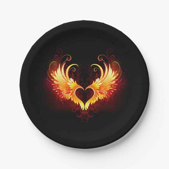 Assiettes En Carton Angel Fire Heart with Wings (Devant)