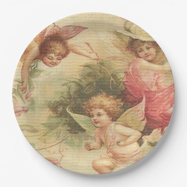 Assiettes En Carton Angels, Cherubs Vintages  (Devant)