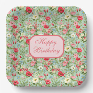 Assiettes En Carton Anglais Pays Fleur sauvage Bonne Plates d'Annivers