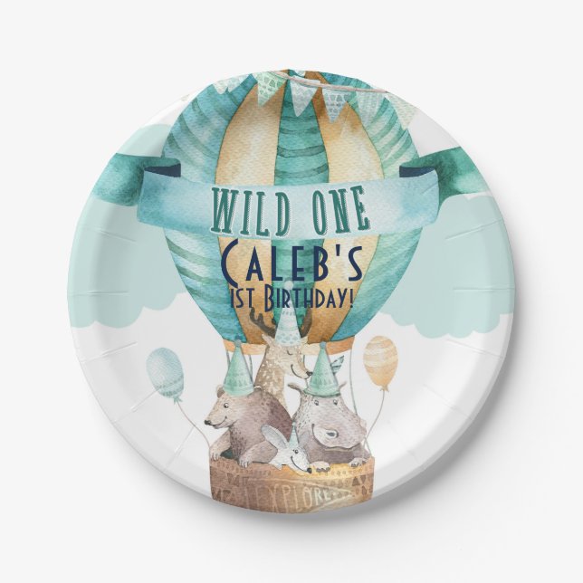 Assiettes En Carton Animal Adventure Aquarelle Boho WILD ONE 1 1er (Devant)