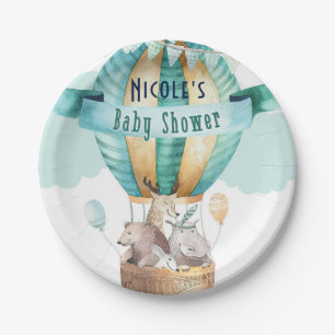 Assiettes En Carton Animal Adventure Watercolor Baby shower Boho