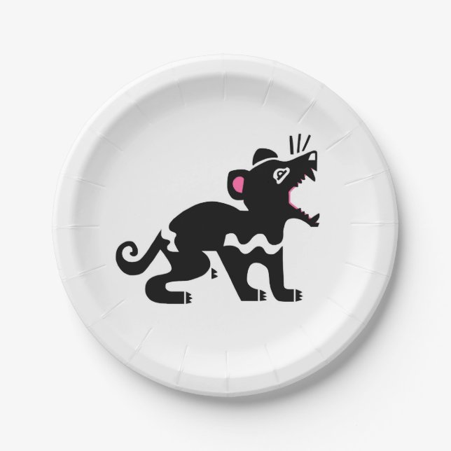 Assiettes En Carton Animal de fête ! -Tasmanie DEVIl - animal en voie  (Devant)