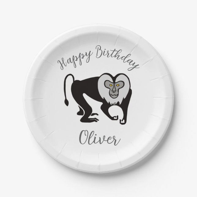 Assiettes En Carton Animal - Lion-tailed MACAQUE - Faune - Fête (Devant)