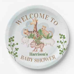 Assiettes En Carton Animal sauvage Avec Arbre De La Jungle